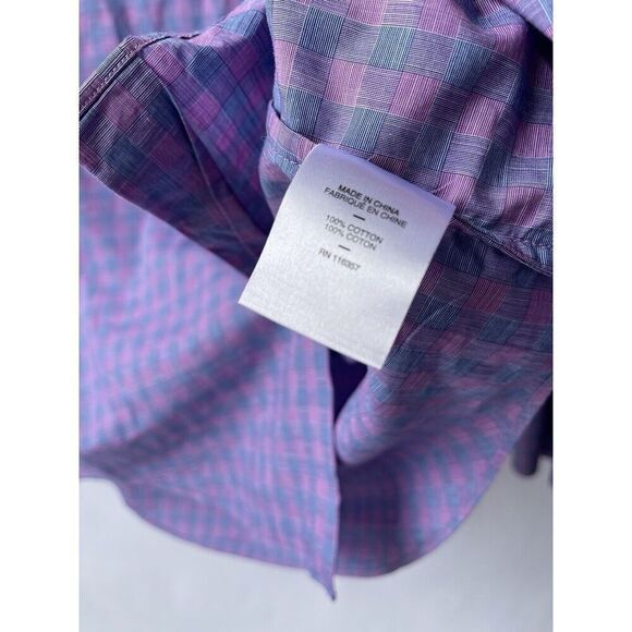 Zachary Prell Dress Shirt Mens Large Purple Plaid Check Cotton Button Up - Picture 4 of 10